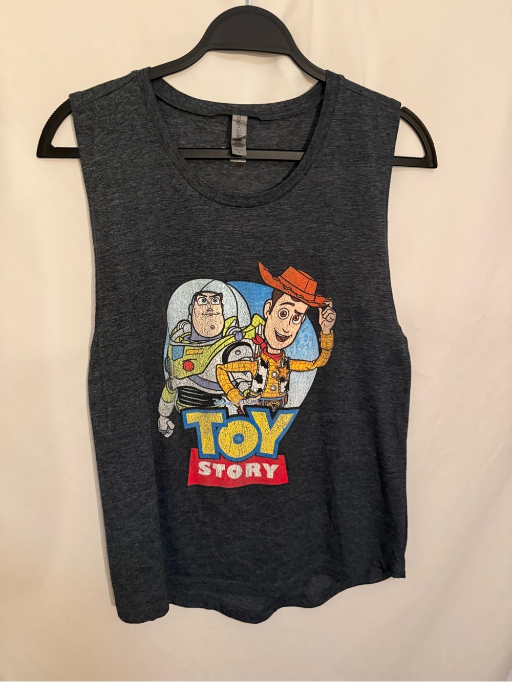 Next Level Apparel Dark Heather Gray Disney Toy Story Muscle Tank -Buzz & Woody